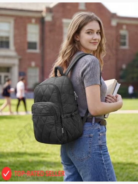 Quilted Puffer Backpack for Women Travel Laptop Daypack Anti-theft Locking main image 6